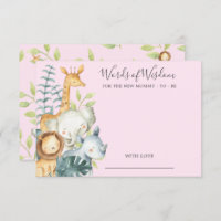 Jungle Animals Baby Shower Words of Wisdom Card