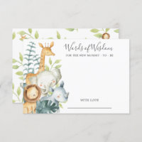 Jungle Animals Baby Shower Words of Wisdom Card