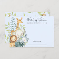 Jungle Animals Baby Shower Words of Wisdom Card