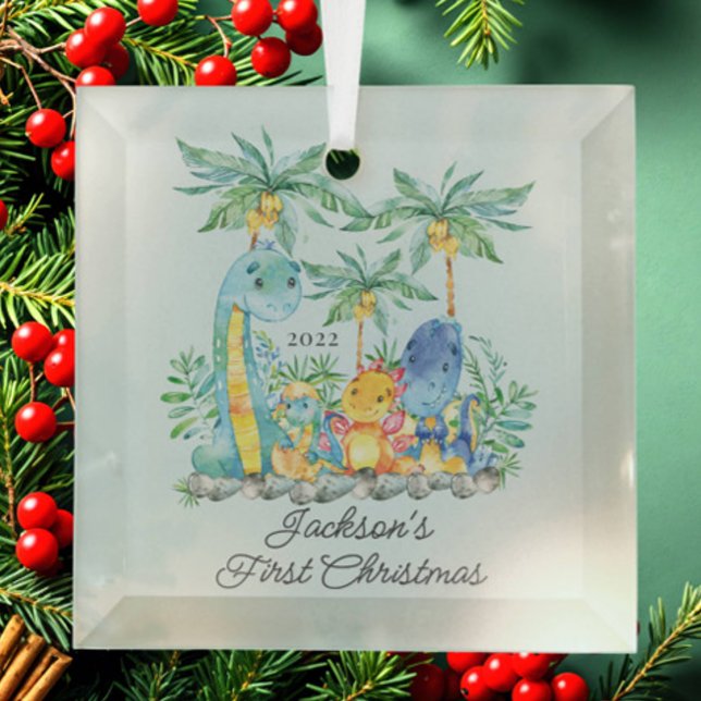 Jungle Animals Baby's First Christmas Glass Ornament (Creator Uploaded)