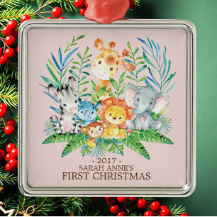 Jungle Animals Baby's First Christmas Ornament