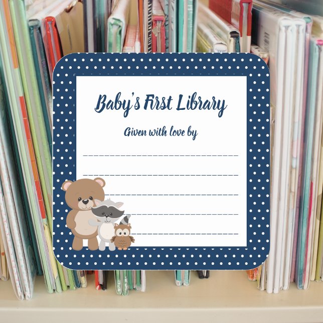Jungle Animals baby's first library Square Sticker (Creator Uploaded)