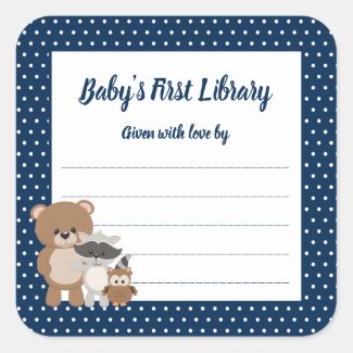 Jungle Animals baby's first library Square Sticker
