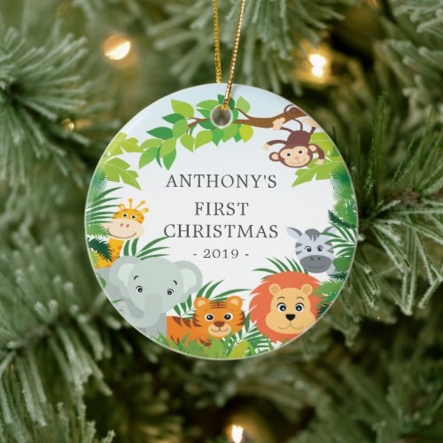 Jungle Animals Babys Photo Christmas Ornament