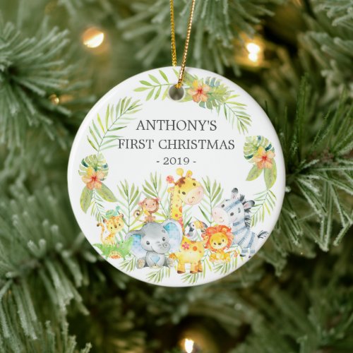 Jungle Animals Babys Photo Christmas Ornament