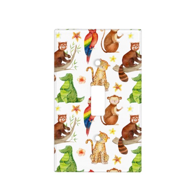 Jungle Animals Bamboo Nursery | Light Switch Cover (Front)