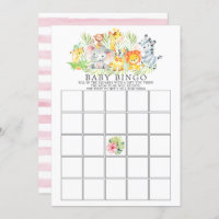 Jungle Animals BINGO Baby Shower Game Invitation