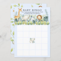 Jungle Animals BINGO Baby Shower Game Invitation