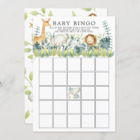 Jungle Animals BINGO Baby Shower Game Invitation