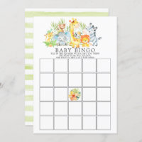 Jungle Animals BINGO Baby Shower Game Invitation