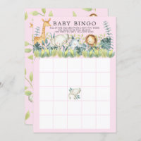 Jungle Animals BINGO Baby Shower Game Invitation