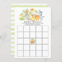 Jungle Animals BINGO Baby Shower Game Invitation