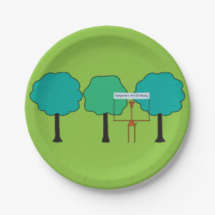 Jungle Animals Birthday Paper Plate - Giraffe