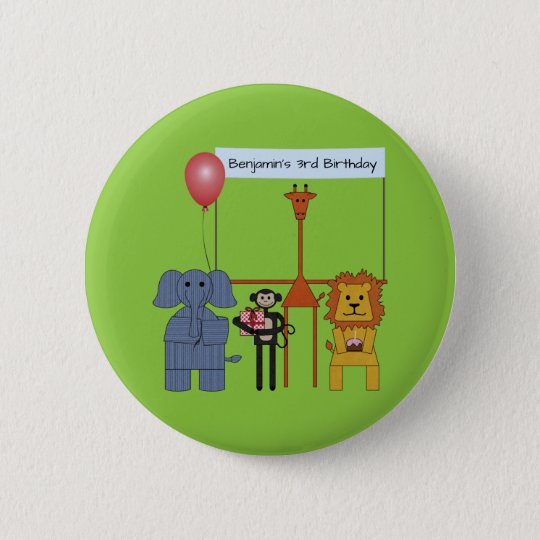 jungle animals birthday party button