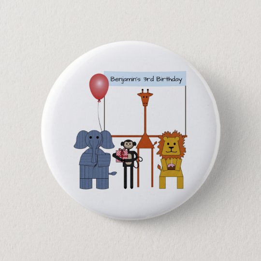 jungle animals birthday party button
