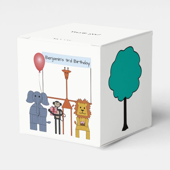 Jungle Animals Birthday Party Favor Box (Front Side)