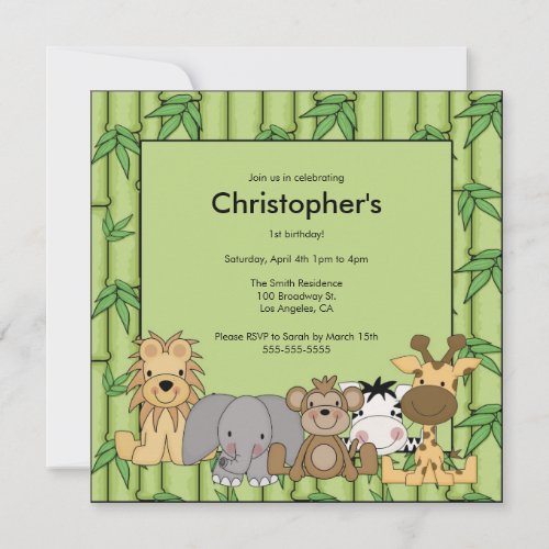 Jungle Animals Birthday Party Invitation