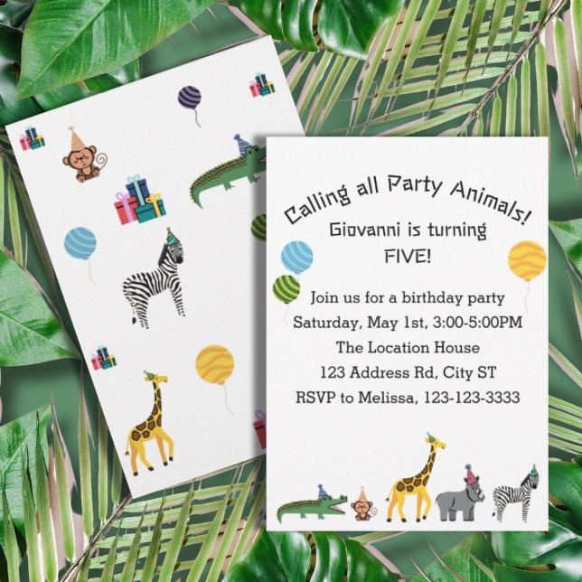 Jungle Animals Birthday Party, Kids Birthday Invitation (Creator Uploaded)