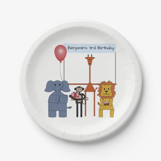 jungle animals birthday party paper plate