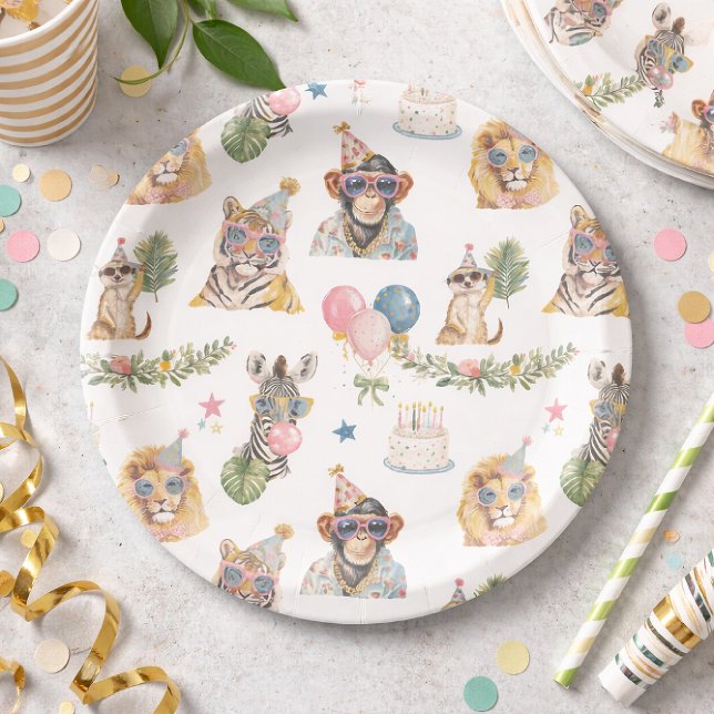 Jungle Animals Birthday Party Plates (Creator Uploaded)