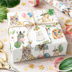 Jungle Animals Birthday Party Wrapping Paper