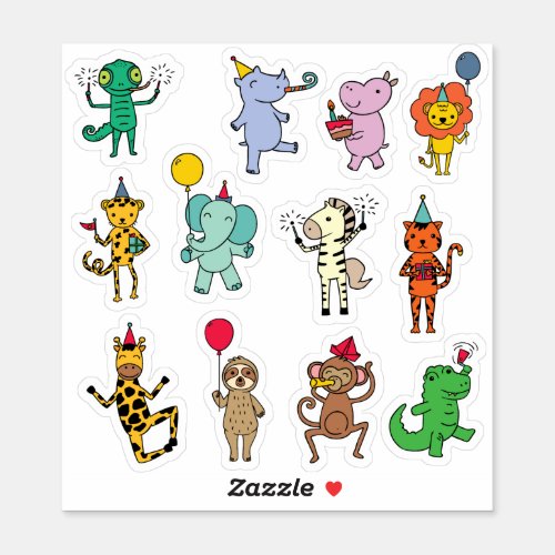 Jungle Animals Birthday Sticker sheet