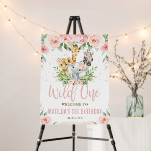Jungle Animals Blush Floral Wild One 1st Welcome Foam Board