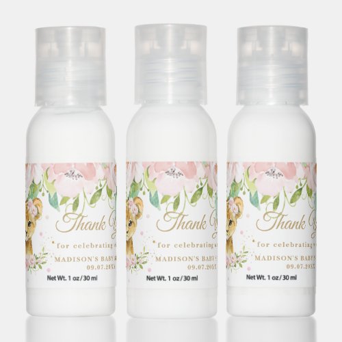 Jungle Animals Blush Pink Floral Baby Shower Favor Hand Lotion