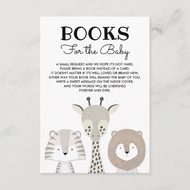 Jungle Animals Books for Baby Modern Safari Enclosure Card (Front)