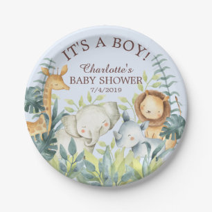 Jungle Animals Boys Baby Shower 7" Plate