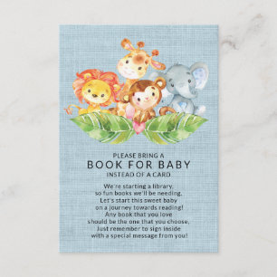 Jungle Animals Boys Baby Shower Book for Baby Enclosure Card