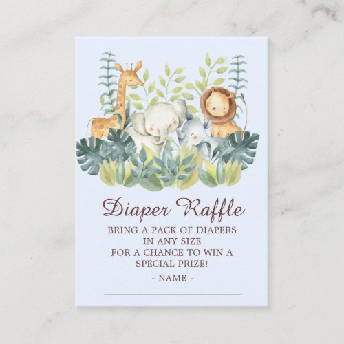 Jungle Animals Boys Baby Shower Diaper Raffle Enclosure Card