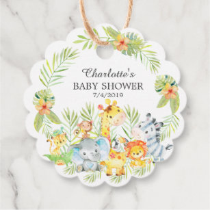 Jungle Animals boys Baby Shower Favor Gift Tag