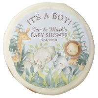 Jungle Animals Boys Baby Shower Favor Sugar Cookie