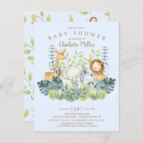 Jungle Animals Boys Baby Shower Invitation