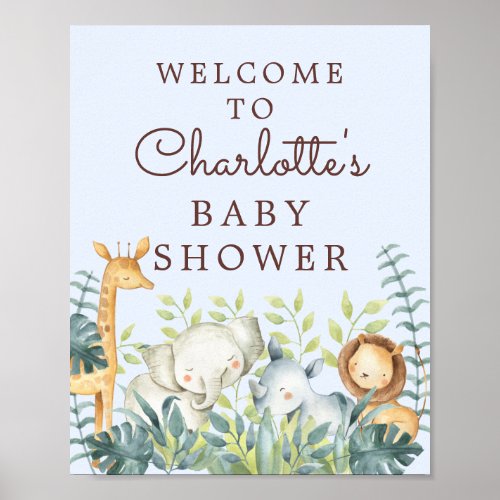 Jungle Animals Boys Baby Shower Welcome Sign