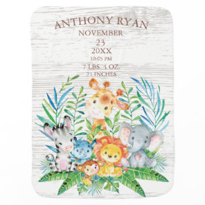 Jungle Animals Boys | Girl Birth Stats Blanket