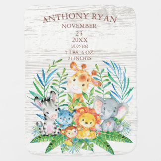 Jungle Animals Boys | Girl Birth Stats Blanket