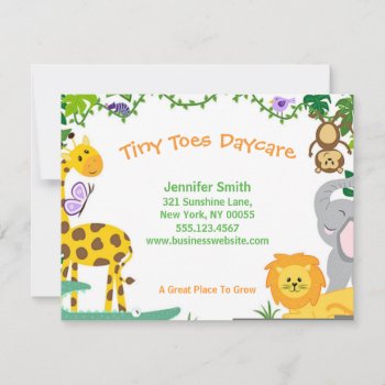 Jungle Animals Child Daycare Business Announcement by tyraobryant at Zazzle