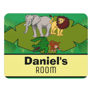 Jungle Animals Children's Bedroom Door Name Sign