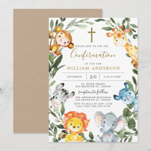 Jungle Animals Confirmation Invitation