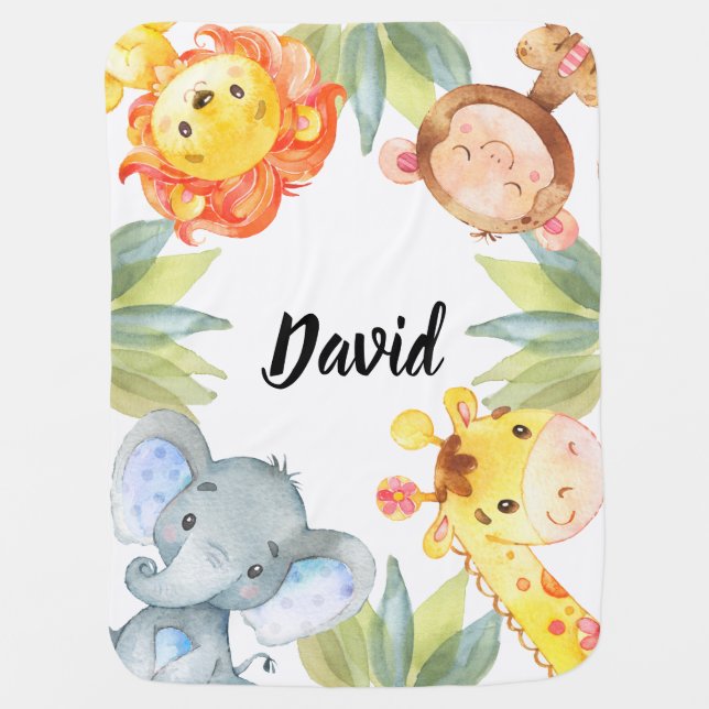 Jungle Animals Cute Gift Safari Baby Blanket (Front)