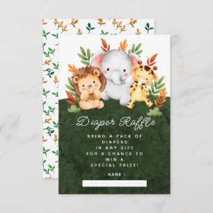 Jungle Animals Diaper Raffle Enclosure Card