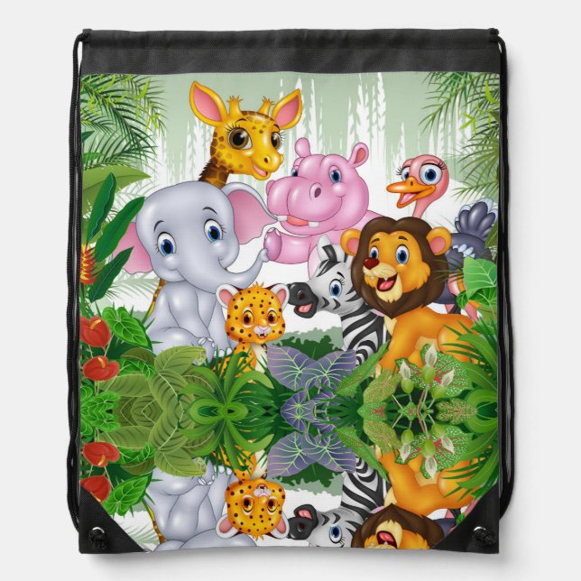 Jungle Animals Drawstring Bag (Front)
