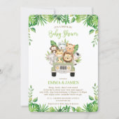Jungle Animals Drive By Baby Shower Gender Neutral Invitation (Front)