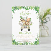 Jungle Animals Drive By Baby Shower Gender Neutral Invitation (Standing Front)