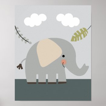 Jungle Animals Elephant Nursery Art Poster by Personalizedbydiane at Zazzle