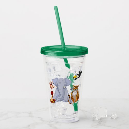 Jungle Animals elephant tiger monkey Acrylic Tumbler