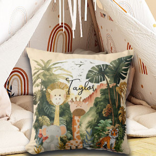 Jungle Animals Exotic Safari Dream Throw Pillow