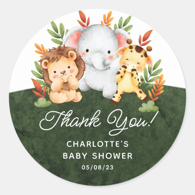 Jungle Animals Favor Classic Round Sticker (Front)